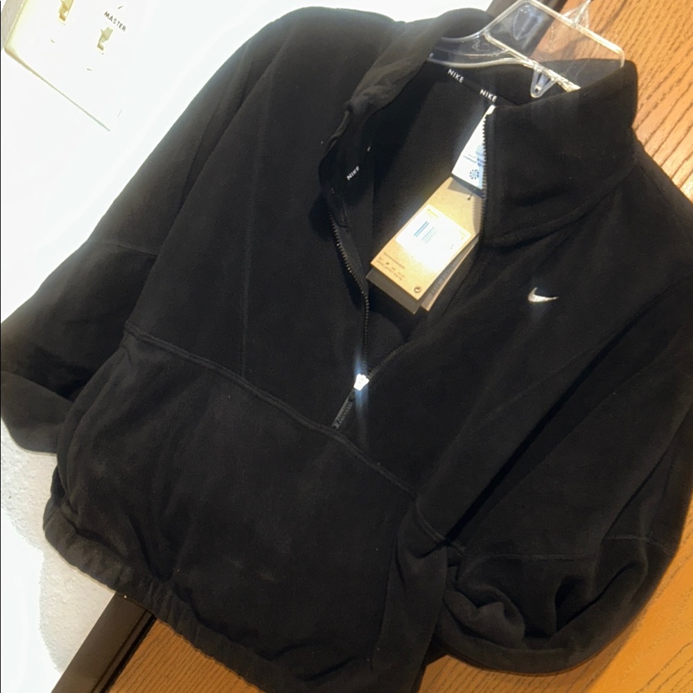 NWT Nike Black Fleece Half-Zip Jacket with front pockets size Small - Picture 5 of 10